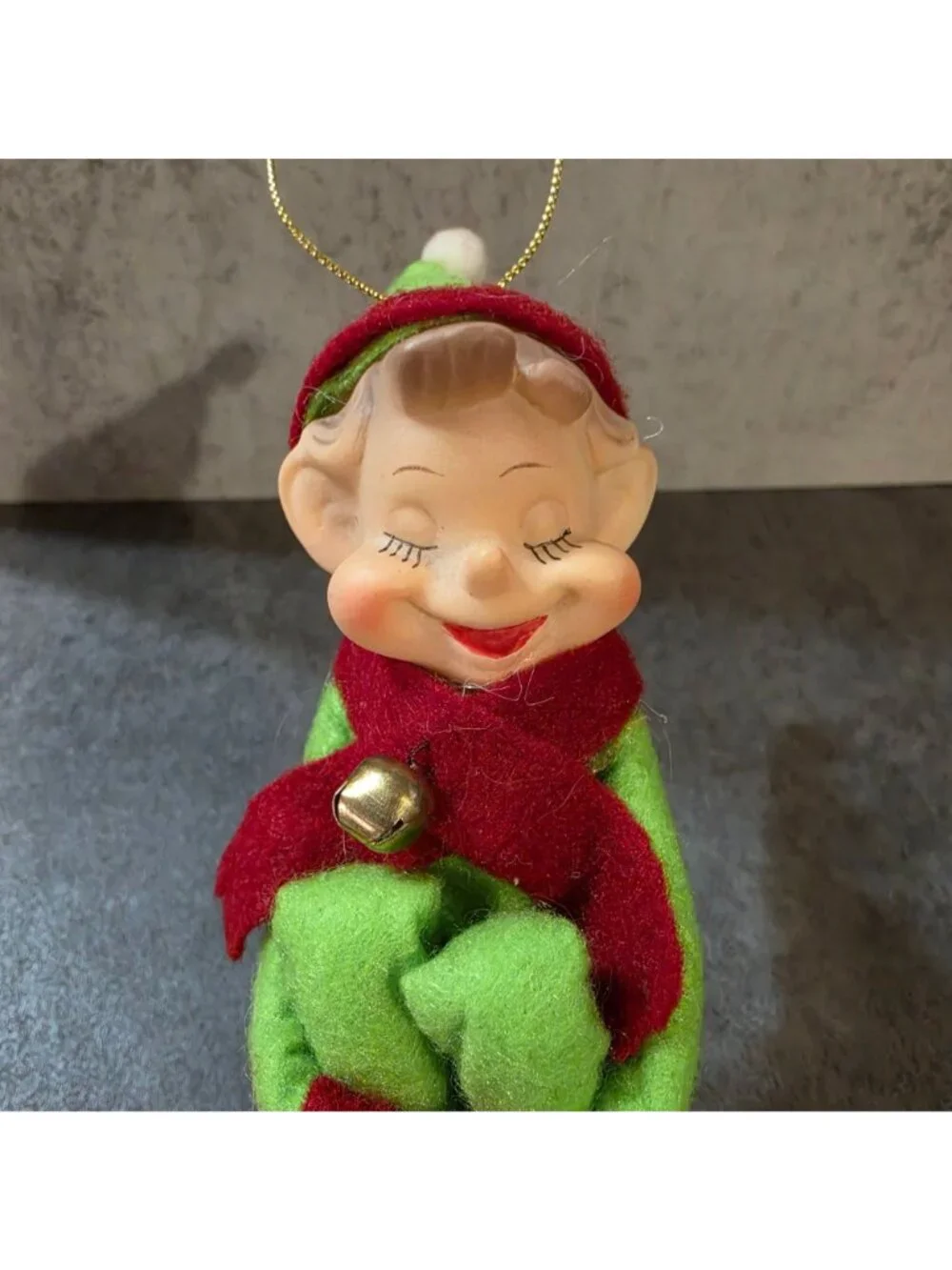 Annalee Christmas Pixie Elf Knee Hugger Ornament Vermont Country Store Green 6